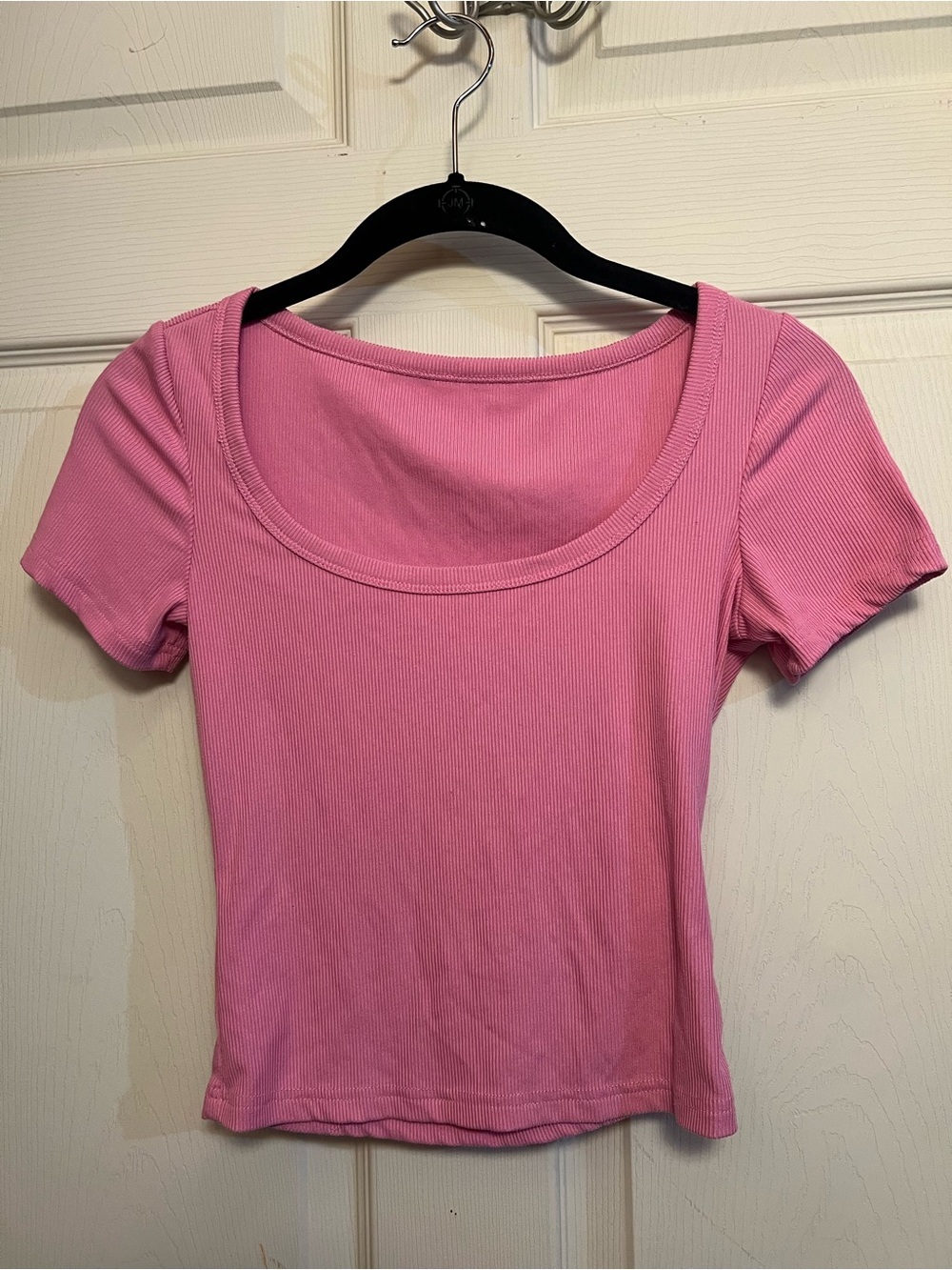 SHEIN Pink Scoop Neck Ribbed Women's Top